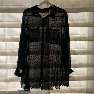 Sheer black button down blouse
